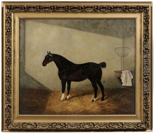 A Hunter In A Stall Oil Painting - Frederick Albert Clark