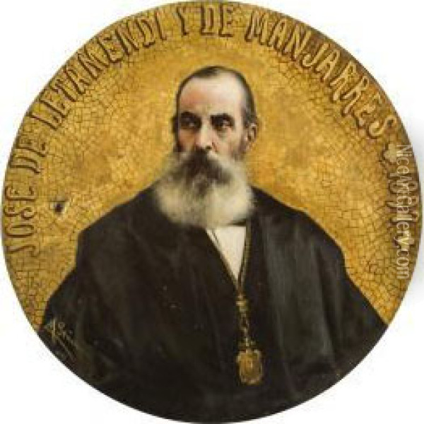 Retrato De Don Jose Letamendi Y De Manjarres.1897 Oil Painting - Maximino Pena Y Munoz