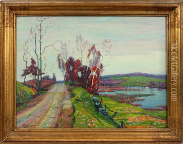 Landscape With Barren Trees Oil Painting - William Greason