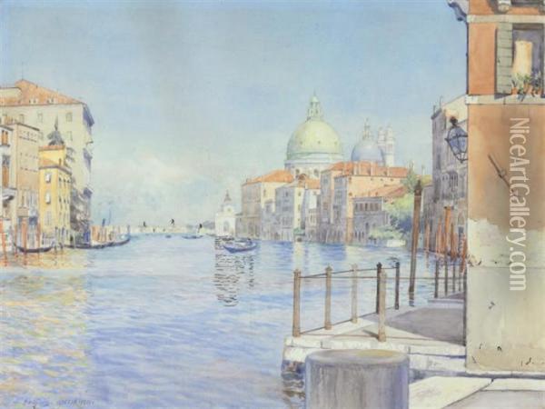 The Gran Canal, Venice, With The Santa Maria Della Salute Oil Painting - Gunnar M. Widforss