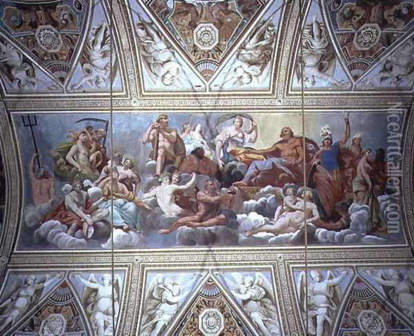 The Gods on Olympus, ceiling painting Oil Painting - Antonio Maria Viani