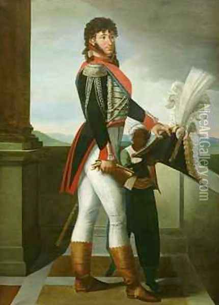 Joachim Murat 1767-1815 wearing the uniform of a Colonel of the Guard 1813 Oil Painting - Joseph Dionysius Odevaere