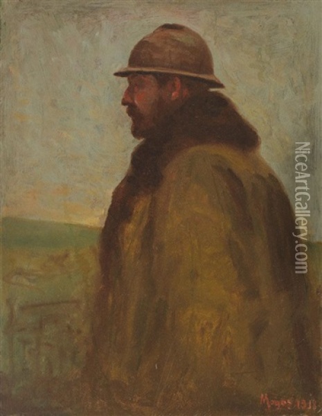 King Ferdinand In Front In 1917 (study) Oil Painting - Nicolae Petrescu Mogos