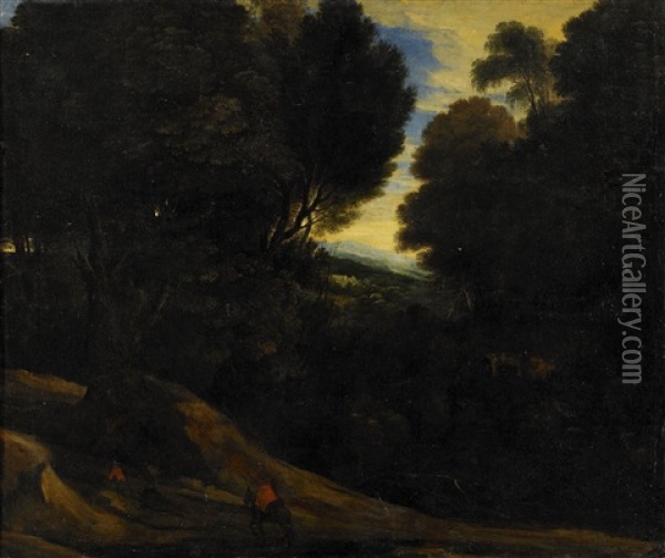 Landskap Med Figurstaffage Oil Painting - Jacques d' Arthois