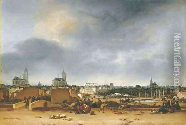 A view of Delft after the explosion of 1654 Oil Painting - Egbert van der Poel