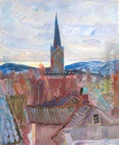 Kirken. Lillehammer Oil Painting - Thorvald Erichsen