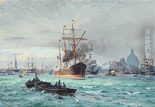 View Of Copenhagen Harbour Oil Painting - Vilhelm Karl Ferdinand Arnesen