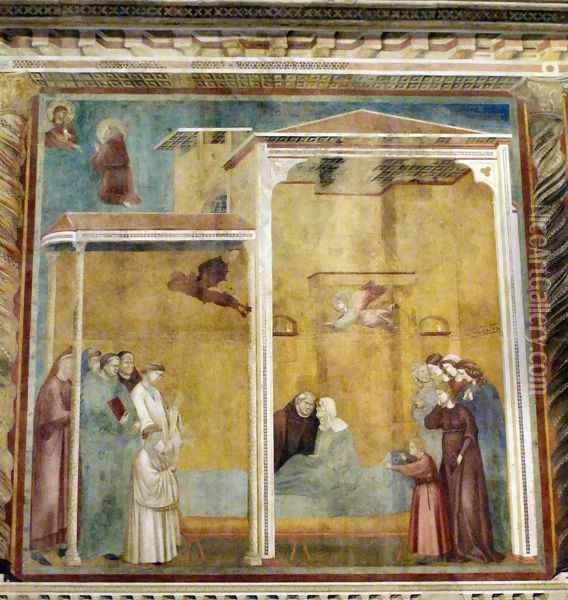 Confession of the woman come back to life,Basilica of Saint Francis,Assisi Oil Painting - Giotto Di Bondone
