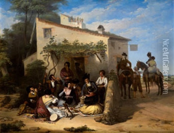 Personajes Andaluces Oil Painting - Joaquin Dominguez Becquer