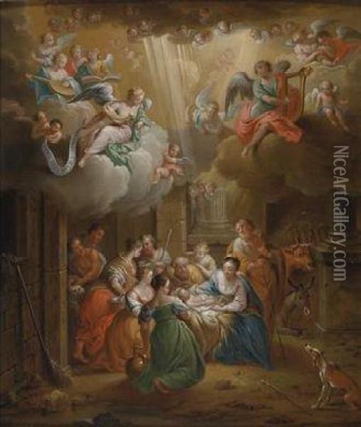 The Adoration Of The Shepherds Oil Painting - Franz Christoph Janneck