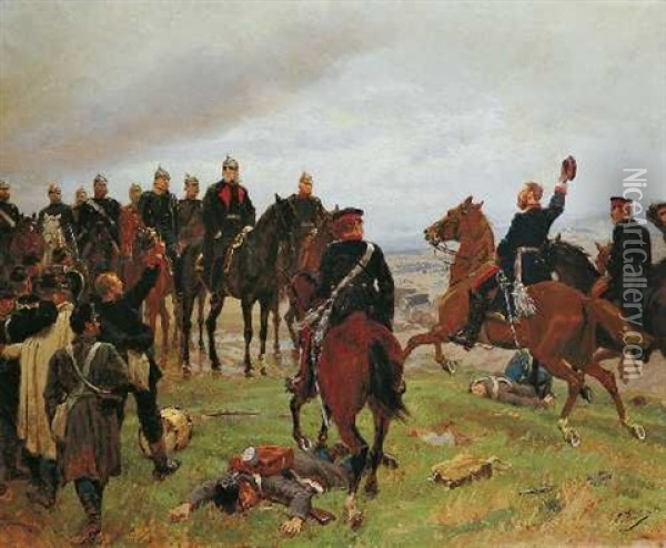 Die Schlacht Bei Koniggratz Oil Painting - Emil Hunten