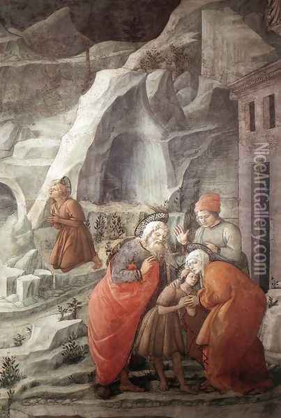 St John Taking Leave of his Parents (detail) 1452-65 Oil Painting - Fra Filippo Lippi