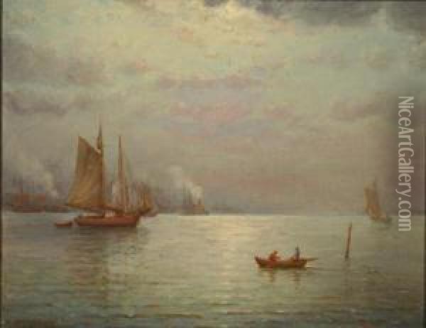 Early Morning On The Chesapeake Bay Oil Painting - Charles A. Watson