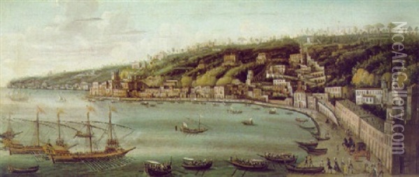 Napoli, Posillipo Da Ghiaja, Blick Auf Den Posillipo Bei Neapel Von Der Ghiaja Aus Oil Painting - Jan van Grevenbroeck the Younger