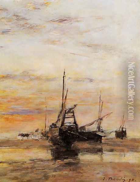 Berck: Low Tide Oil Painting - Eugene Boudin