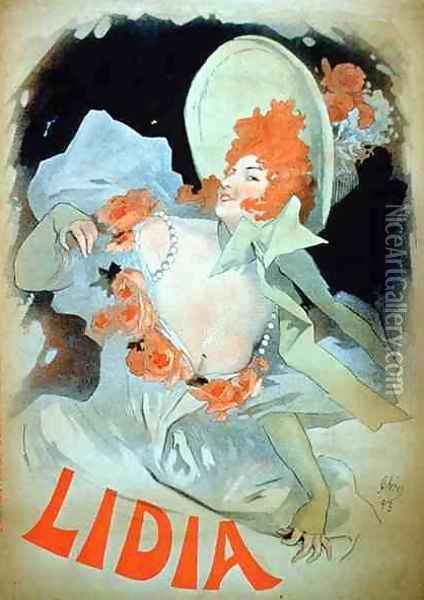 Reproduction of a poster advertising 'Lidia', at the Alcazar d'Ete, 1895 Oil Painting - Jules Cheret