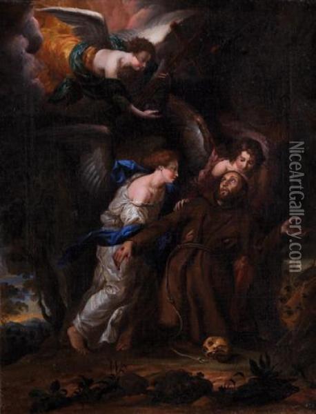Estasi Di San Francesco Oil Painting - Cirlce Of Filippo Lauri