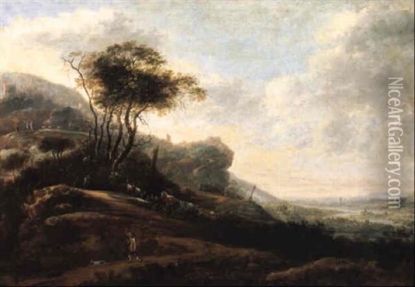 Extensive Landscape With A Shepherd And His Dog Oil Painting - Abraham Bloemaert