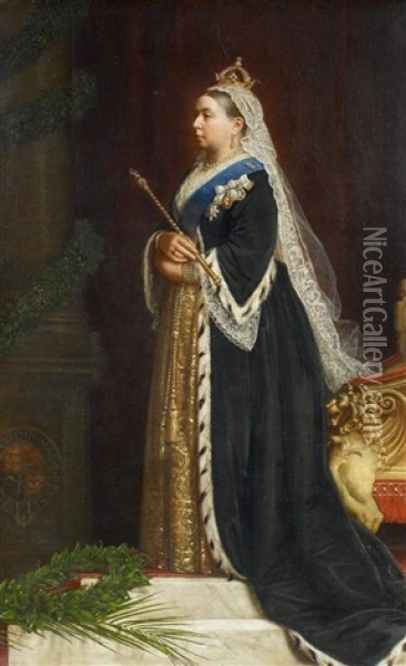 Queen Victoria Im Ornat Oil Painting - Guido Phillip Schmitt