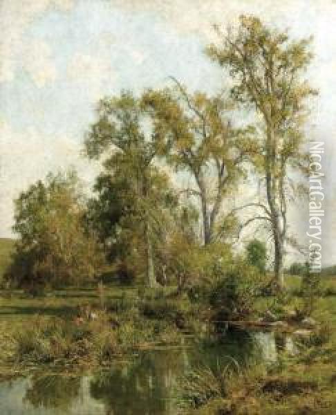 The Meadow Brook Oil Painting - Hugh Bolton Jones