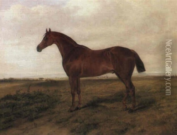 Cheval Hunter Dans Un Paysage Oil Painting - William Luker Sr.