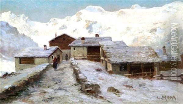 Inverno In Montagna Oil Painting - Leonardo Roda