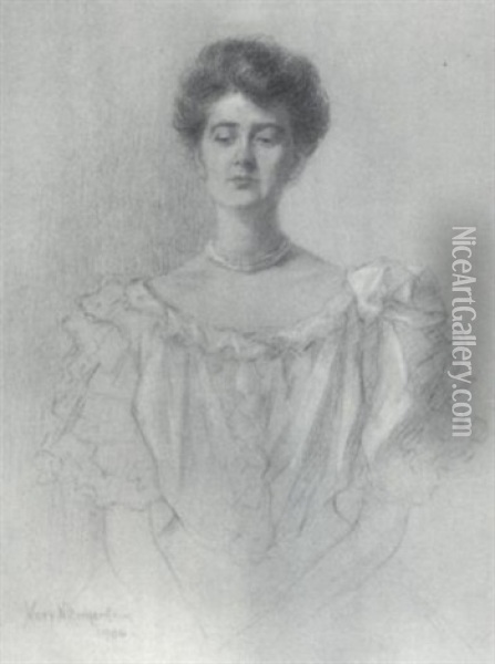 Portrait Of A Lady With A Pearl Necklace Oil Painting - Mary Neal Richardson