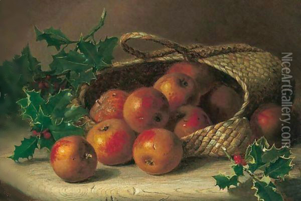 Apples And Holly Oil Painting - Eloise Harriet Stannard