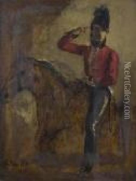 Portrait Of An Officer On Horseback Oil Painting - George Jones