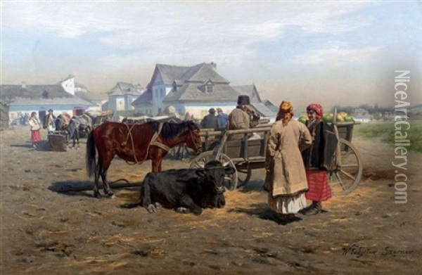 Coming To Market Oil Painting - Wladislaw Karol Szerner