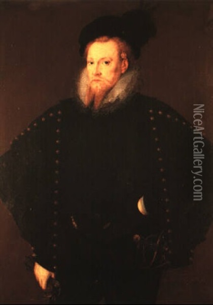 Portrait Of Thomas Lee Of Wedon, Buckinghamshire Oil Painting - Marcus Gerards the Younger