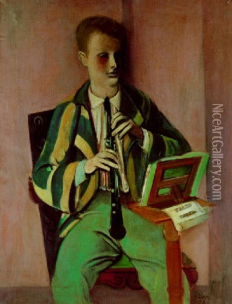 Bildnis Des Klarinettisten Joh. B., Berlin Oil Painting - Rudolf Levy