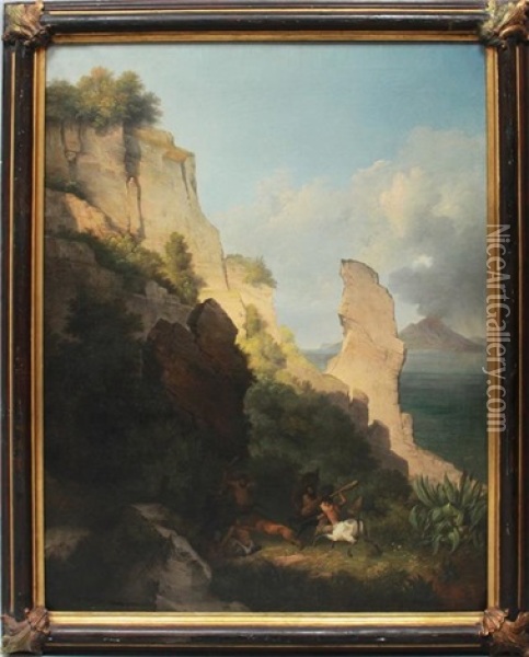 Zentauren, An Sudlicher Felsenkuste Mit Lowen Kampfend Oil Painting - Friedrich Johann C.E. Preller the Elder