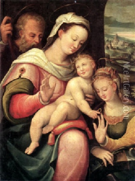 Die Mystische Verlobung Der Heiligen Katharina Mit Dem Jesuskind Oil Painting - Jacopo Palma il Vecchio
