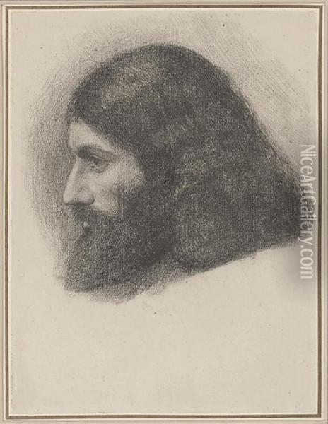 Head Study Of An Armenian Monk, In Profile To The Left Oil Painting - Sir Edward Coley Burne-Jones