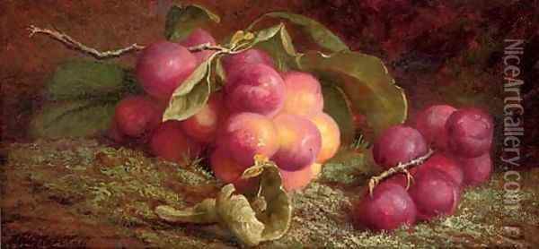 Plums on a branch Oil Painting - John Fitz Marshall