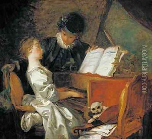 The Music Lesson Oil Painting - Jean-Honore Fragonard