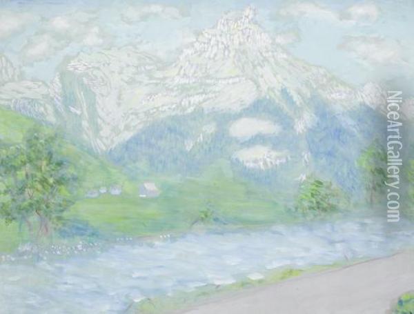 Mountainous Landscape Oil Painting - Vladimir Baranoff-Rossine