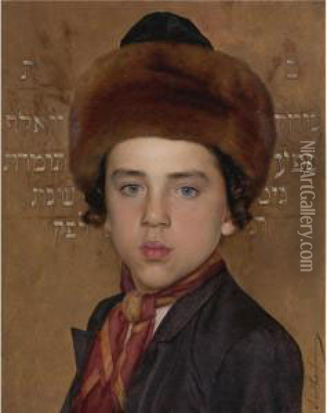 Portrait Of A Boy Oil Painting - Isidor Kaufmann
