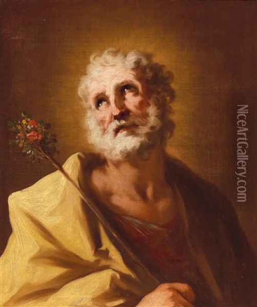 Saint Joseph Oil Painting - Giovanni Antonio Pellegrini
