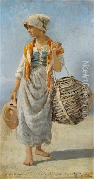 Italienische Landfrau Oil Painting - Vincenzo Caprile