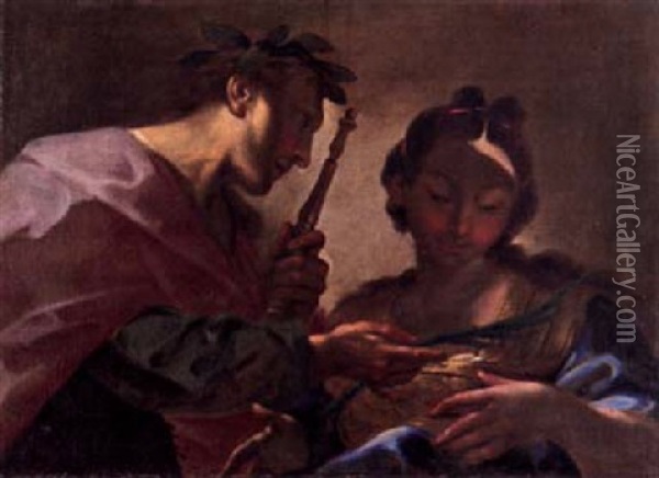 Ein Antiker Herrscher Und Eine Martyrin Oil Painting - Giovanni Antonio Pellegrini