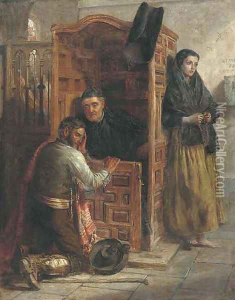 Waiting at the confessional Oil Painting - John Phillip