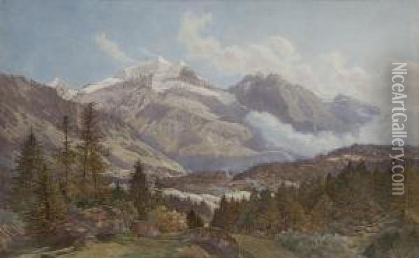 The Eiger, Jungfrau And Monk From Latterbrau Oil Painting - Alexander Henry Hallam Murray