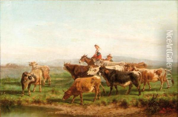 Troupeau De Vaches Oil Painting - Antonio Milone