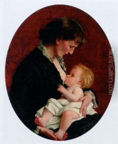 Mother And Child Oil Painting - Giuseppe De Nigris