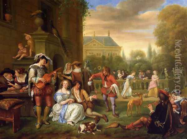 The Garden Party Oil Painting - Jan Steen