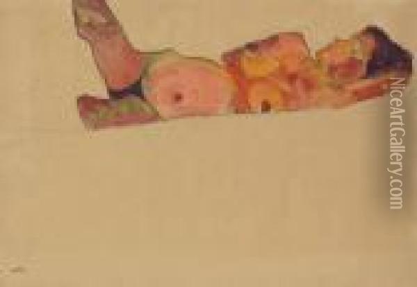 Liegendes Schlafendes Madchen Oil Painting - Egon Schiele