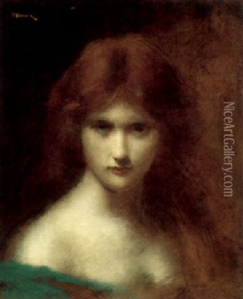Red Haired Beauty Oil Painting - Jean Jacques Henner