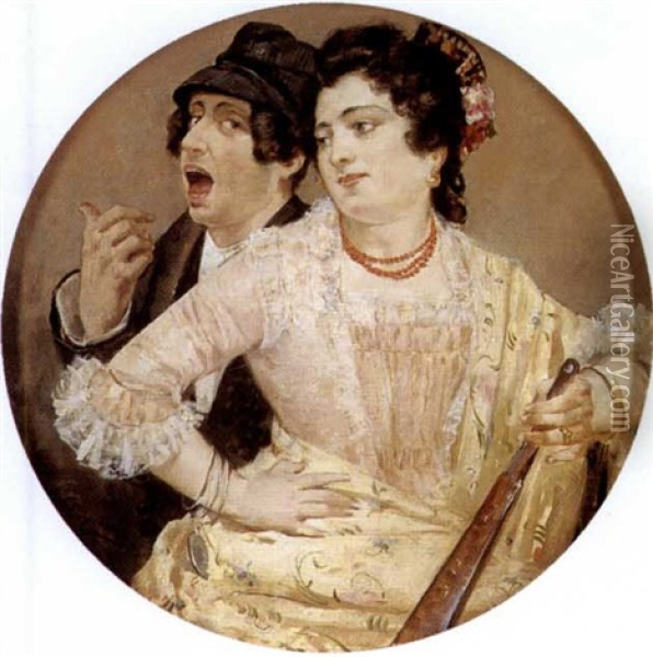 The Duet Oil Painting - Vicente Nicolau Cotanda